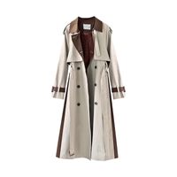 Women's Trench Coats Moda Vintage Casaco Vestido Mulheres Fall Retalhamento Elegante Windbreaker Rua Coreana Lace Up Winter Roupas 2021