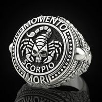 Vintage squisito stile punk s925 nero argento colore scorpione cranio veleno anello scorpione per uomini regalo di nozze gioielli accessori cluster raggruppa