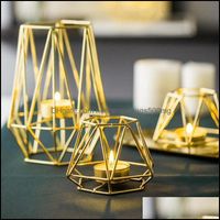 デコールガーデンキャンドルホルダー3D絶妙な燭台の幾何学的なビンテージ飾り鉄線の高級ロマンチックなホームテーブルの装飾ギフトドロップドロップ