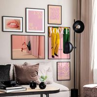 Abstract Lips Poster Vintage Magazine Canvas Painting On The...