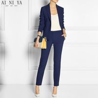 dark blue pant suit