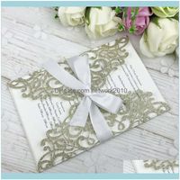 Greeting Event Festive Party Supplies Home & Gardenponatia 20 Pcs Champagne Gold Glitter Bling Invitation Cards With Ribbon For Wedding Brid