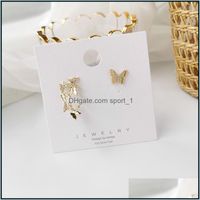 Jewelrydesign Fashion Jewellery Zircon Butterfly Asymmetric Earrings For Woman Sweet Girl Shiny Elegant Earring Female Stud Drop Delivery 20