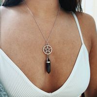Kolye Moda Pentagram Yıldız Çakra Taşlar Kolye Kadınlar için Süpernatural Vintage Takı Wicca Witchcraft Gerdanlık Goth Şeytan
