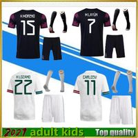 Mexiko Fotbollströjor Sätta Camisetas 20 21 Fläktar Chicharito Lozano Dos Santos 2021 Fotbollskjortor Män Barnsatser Kit + Sock
