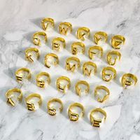 26 편지 링 여성 디자이너 쥬얼리 구리가있는 골드 도금 오픈 조정 가능한 밴드 반지 패션 ins 스타 스타일