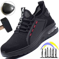 ブーツ男性の作業安全靴、通気性の空気衝撃吸収、蛾の証明、鋼の先端、夏210813