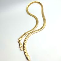 Snake Scales Snakesskin Chain Solid Cuban Link Necklace Stunning 24K Fine 18ct Thai Baht G / F Guld Autentiska 10mm Mens 24 "60cm
