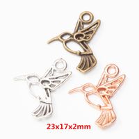 100 sztuk Rose Gold Hummingbird Charms 23x17x2mm Antique Srebrny Vintage Brąz Wisiorek Alloy Metalowa Biżuteria Akcesoria Mosiądz Miedź DIY Biżuteria Dokonywanie