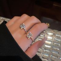Alianças de casamento nobre rhinestone zircão abrindo elegante anel de personalidade simples para mulheres presentes de noivado de jóias