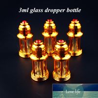 50 unids / lote 3ml Botella de aceite esencial de vidrio con gotero palo vacío Pantalla Viales Prueba de muestra de perfume pequeño