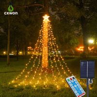 350led Solar Powered Waterfall Christmas String Lights Star Colgando Cortina de hadas Luz para la fiesta de la boda de fiesta al aire libre