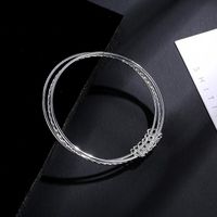 Ensemble de bracelets simples / lot pour les femmes multicouches petites cerceaux gros bijoux rond en argent couleur métal bracelets bracelets