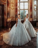 Robes de mariée exquises avec des paillettes moins à manches Race Applique balayage robe de mariée robe de mariée sur mesure vestidos de novia2022
