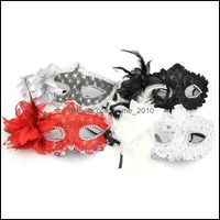 Maskeler Şenlikli Malzemeleri Ev GardenWholesale-1 Adet Yarım Asil Kadınlar Dantel Göz Yüz Maskesi Masquerade Ball Balo Cadılar Bayramı Kostüm Partisi 4 Renkler