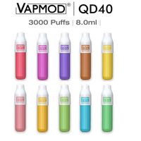 Original Vapmod QD40 Mesh Coil Disposable E Cigarettes Device 3000 Puffs 1250mAh Battery 8ml Prefilled Pod Cartridges Vape Pen VS 301q