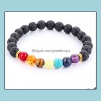 Beaded, Strands Bracelets Jewelry Natural Stone Agate Molten Rock 8Mm Volcano Colorf Beads Energy Bracelet Wholesale Drop Delivery 2021 Iems