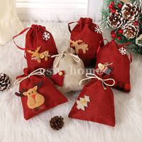 Weihnachtsgeschenk Kordelzug Tasche Baumwolle Leinen Verpackung Taschen für Schmuck Süßigkeiten Aufbewahrung Sack Sackleinen Tasche