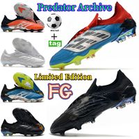 High quality Predator Archive Limited Edition FG soccer cleats shoes triple black orange white red multi-color mens football sneakers trainers