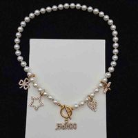 76% OFF Family New Star Love Necklace Feminino Diamante Bee Clavicle Chain Letter Pingente Pérola Colar