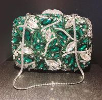 Yeşil Kristal Debriyaj Çanta Kadınlar Düğün Parti Tam Rhinestone Çanta Zincir Omuz Çantaları Kızlar için Çanta
