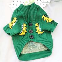 Buttoned Cotton Pet Sweater Autumn and Winter clothes Green Dinosaur Teddy Cat Bichon Small Dog Schnauzer Pomeranian Clothes 220107