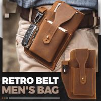 Party Favor Portable Retro Belt Waist Men's Bag Leather Multi-Function For 2 Phone Men Key Pen Sports Running Outdoor Cell