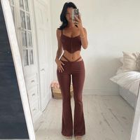 Women' s Two Piece Pants Knitted 2 Pieces Set Women Tops...