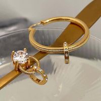 Dangle & Chandelier Retro French AB Asymmetrical Gold Rhinestone Crystal Hoop Earrings High Quality Big Gem Gorgeous Women Tender Ear Jewelr