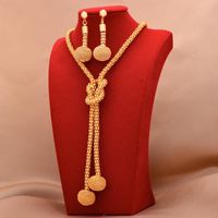 Kolczyki Naszyjnik 24K Afryki Pozłacane Zestawy Biżuterii Dla Kobiet Koralik Pierścień Dubai Bridal Gifts Collares Biżuteria Zestaw