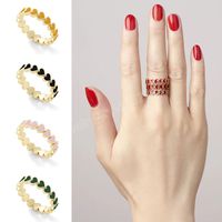 Trendy Vintage Bohemia Colorful Oil Love Heart Ring Cute Simple Metal Gold Color Rings for Women