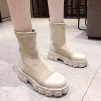 Compre al por mayor Botines De Tacón Grueso Blanco Plataforma de bajo  precio \u0026 de calidad con envío gratuito | Es.DHgate