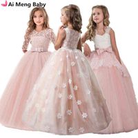 Girl s'Dresses Vintage Flower Girls' Dress For Wedding Evening Children Princess Party Pageant Long and Formal Clothes 220120