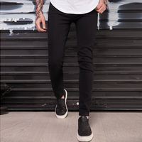 الرجال جينز رجل السراويل أقدام صغيرة ضئيلة مستقيم بسيط عارضة نمط الاتجاه 2021 الربيع الصيف العصرية العلامة التجارية ملصق الملابس الخالصة لون أسود أبيض