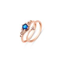 Кластерные кольца изготовленные в розовое позолоченное золото с голубым Zircon женская 925 стерлингового серебра 925 серебряных украшений