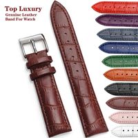 Genuine Leather Watchbands 12/14/16/18/20/22/24 mm relógio banda alça de aço fivela de aço de alta qualidade pulseira pulseira bracelete + ferramenta y1126