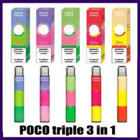 POCO Üçlü Tek Kullanımlık Vapes Kalem Şarj Edilebilir Cihaz Kiti 3 1 Pods 5 Renkler 3600Puffs 0268249