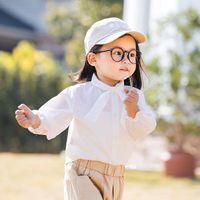 Japanische und koreanische Art Baby Mädchen Bluse Sommer 1-7 Jahre alt Nette Baumwolle Komfortable Laterne Hülle mit kleinen Fliege Hemden