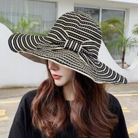 Sombrero de verano de primavera Mujeres Rayas Rayas Big Shoe Wide Brim Pesca Cap Dama Papacible Anti-UV Sol Femenino Moda Panamá Sombreros