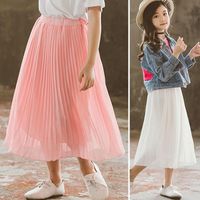 Etekler Küçük Kızlar Yaz Etek Genç Yüksek Bel Uzun Maxi Bahar Sonbahar Okul Pembe Beyaz Siyah Çocuk Giyim 2021
