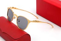 Óculos de sol de designer para homens mulheres óculos de ouro metal palavras de madeira quadro óculos borda marrom lentes pretas gravura esculpida templos lunettes de solel
