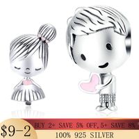 Altro 925 perline in argento sterling in metallo ragazzo e ragazza abete abete originale charms braccialetto genuino regalo di San Valentino
