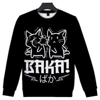 Men&#039;s Hoodies & Sweatshirts Baka Japanese Friend Women Hoodie Oneck Cartoon Black Pullovers Harajuku Streetwear Sweatshirt Print Hood