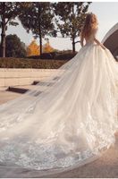 Casual Dresses Custom Made 2021 Elegant Bohemian Lace Dress for Wedding Vestido Casamento Appliques 3M Train Robe de Mariage Bridal Gowns