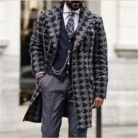 Uropean American Autumn Winter Men&#039;s Mid-Length Suit Collar Fashion Printing Coat Jacket Top Jackets