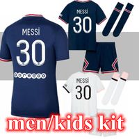 21 22 Messi Mbappe Kean Paris Psgjerseys Soccer Jersey 2021 Sergio Ramos Verratti Kimpembe Maillots de Football Shirt ICARDI DI MARIA DRAXLER KIT ENFANT UNIFORMES