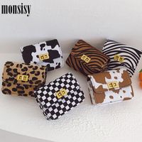 Geldbörse MonsiSy Winter Mädchen Handtasche Münze Kinder Brieftasche Mode Leoprod Zebra Muster Umhängetasche Kind Geschenk Baby Messenger Bags