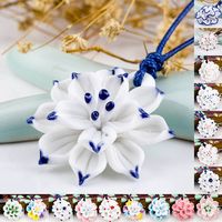 Jingdezhen keramische sieraden blauw en wit porselein ketting bauhinia lotus hand geknepen trui keten JXG003