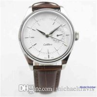 mens watch Cellini Series 18k Silver mechanical watch Brown leather Strap White Dial automatic men watches Male Wristwatches