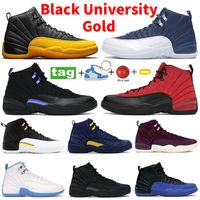 Дизайнер Indigo 12S 12 Men Basketball обувь черная университета Золотой темный конкордер белый темно -серый тренажерный зал в спортзале красные такси кроссовки.